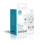 Nedis SmartLife Smart Plug | IP21 | Effektmåler | 3680 W | Type F (CEE 7/7) / 1x USB-C™ / 2x USB | 0 - 55 °C | Android™ / IOS | Hvid | 1 stk