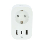 Nedis SmartLife Smart Plug | IP21 | Effektmåler | 3680 W | Type F (CEE 7/7) / 1x USB-C™ / 2x USB | 0 - 55 °C | Android™ / IOS | Hvid | 1 stk
