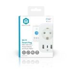 Nedis SmartLife Smart Plug | IP21 | Effektmåler | 3680 W | Type F (CEE 7/7) / 1x USB-C™ / 2x USB | 0 - 55 °C | Android™ / IOS | Hvid | 1 stk