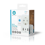 Nedis SmartLife Smart Plug | IP21 | Effektmåler | 3680 W | Type F (CEE 7/7) / 1x USB-C™ / 2x USB | 0 - 55 °C | Android™ / IOS | Hvid | 1 stk