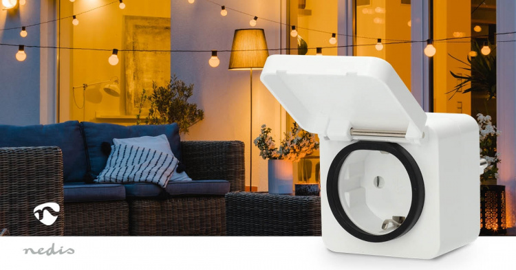 Nedis SmartLife Smart Plug | IP44 | Effektmåler | 3680 W | Type F (CEE 7/7) | -25 - 55 °C | Android™ / IOS | Hvid | 1 stk Nedis SmartLife Smart Plug | IP44 | Effektmåler | 3680 W | Type F (CEE 7/7) | -25 - 55 °C | Android™ / IOS | Hvid | 1 stk