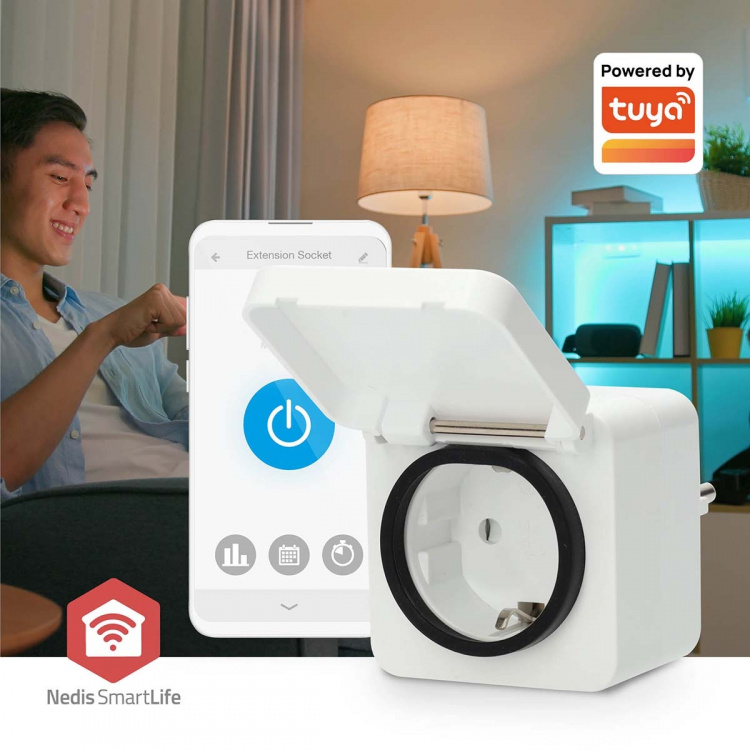 Nedis SmartLife Smart Plug | IP44 | Effektmåler | 3680 W | Type F (CEE 7/7) | -25 - 55 °C | Android™ / IOS | Hvid | 1 stk Nedis SmartLife Smart Plug | IP44 | Effektmåler | 3680 W | Type F (CEE 7/7) | -25 - 55 °C | Android™ / IOS | Hvid | 1 stk