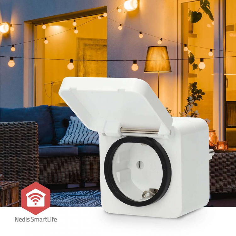 Nedis SmartLife Smart Plug | IP44 | Effektmåler | 3680 W | Type F (CEE 7/7) | -25 - 55 °C | Android™ / IOS | Hvid | 1 stk Nedis SmartLife Smart Plug | IP44 | Effektmåler | 3680 W | Type F (CEE 7/7) | -25 - 55 °C | Android™ / IOS | Hvid | 1 stk