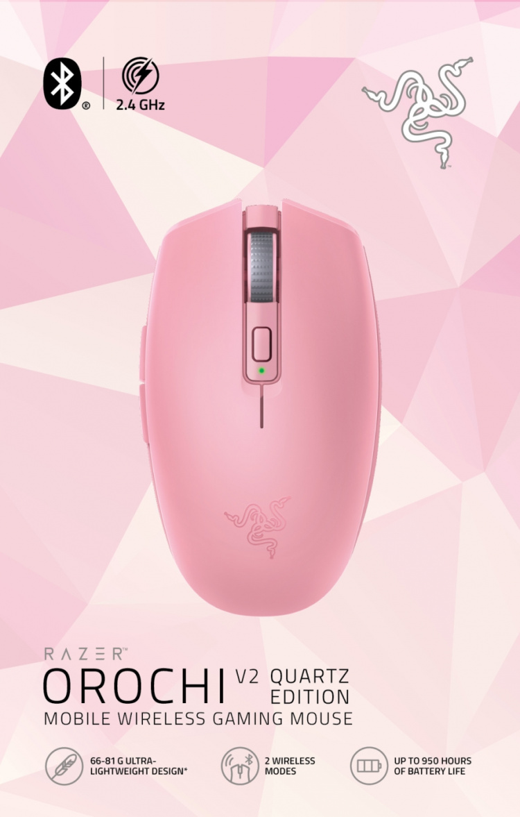 Razer Orochi V2 gamingmus, rosa
