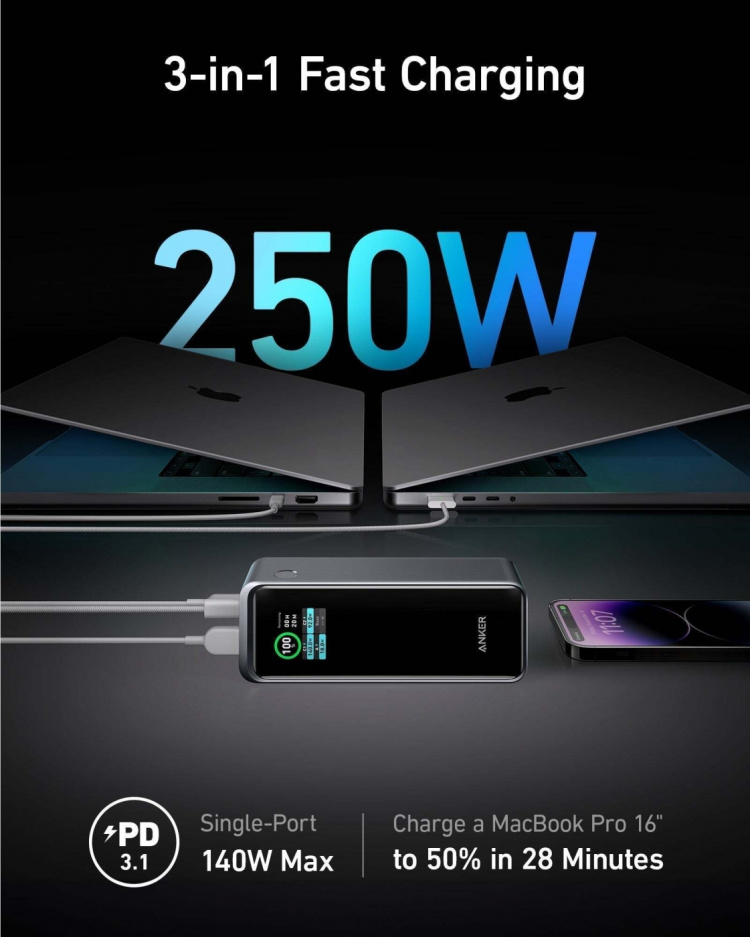 Anker Prime 250W Powerbank, 27650 mAh