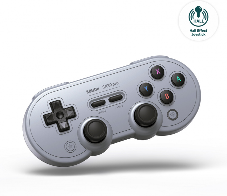 8BitDo SN30 Pro - Hall Edition trådlös spelkontroll, Grå, Switch / PC / Android