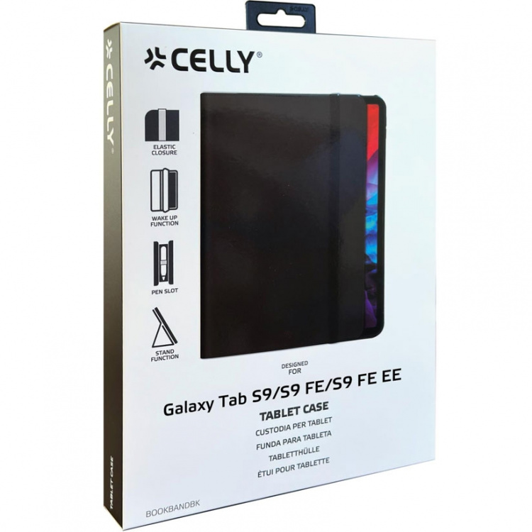 Celly BookBand Booklet Galaxy Tab S9 / Tab S9 FE, Svart Celly BookBand Booklet Galaxy Tab S9 / Tab S9 FE, Svart