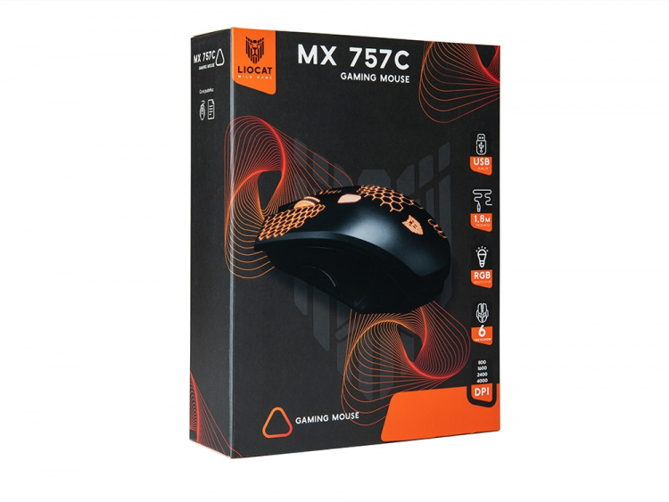 Liocat MX 757C - gamingmus med RGB-belysning, sort