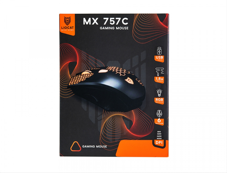 Liocat MX 757C - gamingmus med RGB-belysning, sort