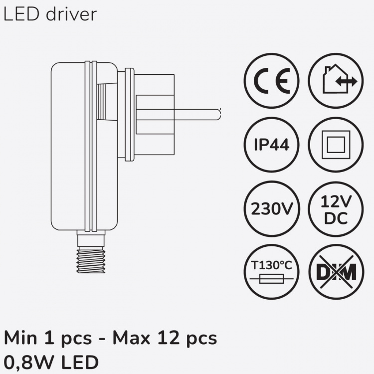Llitt Allan Decklight kit 4-pack inkl strömadapter 12V 3000K 10lm IP67 Llitt Allan Decklight kit 4-pack inkl strömadapter 12V 3000K 10lm IP67