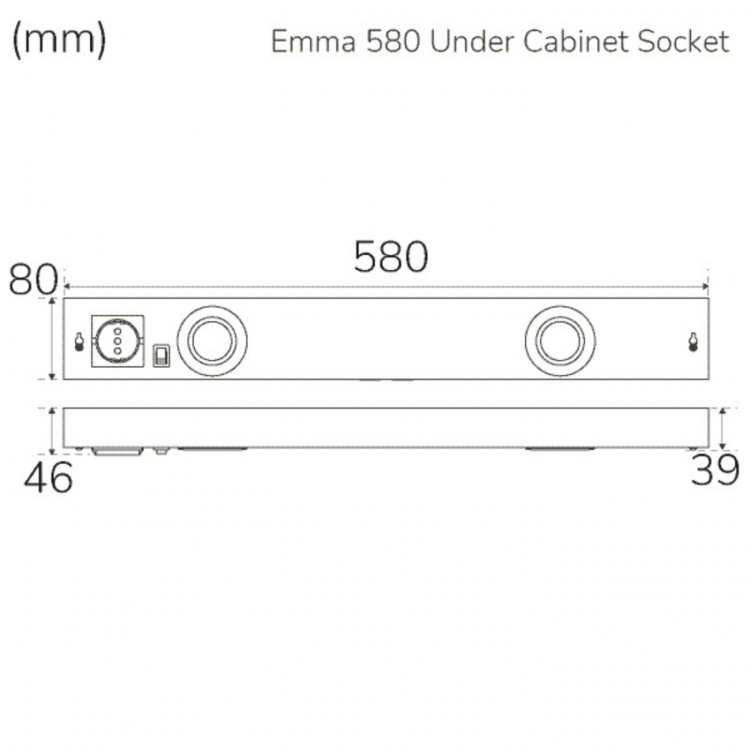 Llitt Emma 580 Köksbänksbelysning 2xspot + uttag 3000K 650lm 580cm Llitt Emma 580 Köksbänksbelysning 2xspot + uttag 3000K 650lm 580cm
