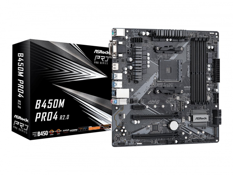 ASRock B450M Pro4 R2.0 Micro-ATX AM4 AMD B450