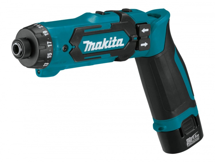 Makita DF012DSE Bore-/skruemaskine 2 batterier inkluderet 1/4 unbrakosokkel
