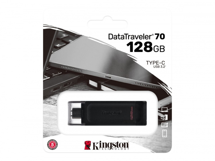 Kingston DataTraveler 70 128GB USB-C 3.2 Gen 1 Sort