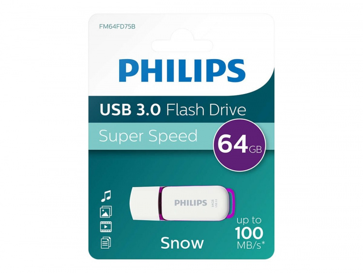Philips FM64FD75B Snow edition 3.0 64GB USB 3.0 Lilla Hvid