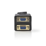Nedis VGA-kabel | VGA Han | 2x VGA Hun | Guldplateret | Maksimal opløsning: 1280x768 | 0.20 m | Runde | ABS | Sort | Konvolut