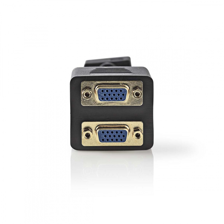 Nedis VGA-kabel | VGA Han | 2x VGA Hun | Guldplateret | Maksimal opløsning: 1280x768 | 0.20 m | Runde | ABS | Sort | Konvolut