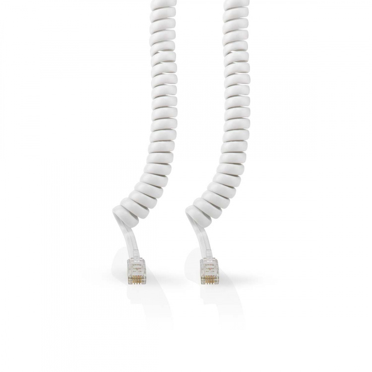 Nedis Telecom Kabel | RJ10 Hanstik | RJ10 Hanstik | 2.00 m | Kabeludformning: Rullet | Kabeltype: RJ10 | Hvid | Box