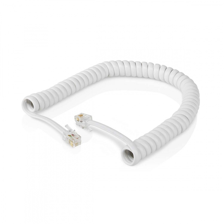 Nedis Telecom Kabel | RJ10 Hanstik | RJ10 Hanstik | 2.00 m | Kabeludformning: Rullet | Kabeltype: RJ10 | Hvid | Box