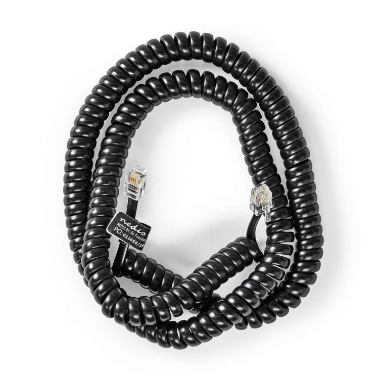 Nedis Telecom Kabel | RJ10 Hanstik | RJ10 Hanstik | 5.00 m | Kabeludformning: Rullet | Kabeltype: RJ10 | Sort | Konvolut