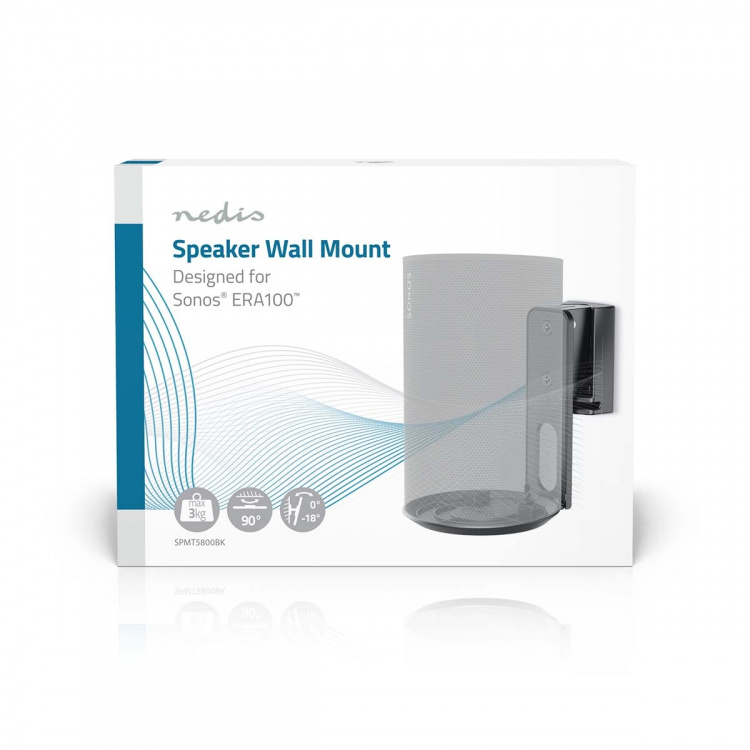 Nedis Speaker Mount | Kompatibel med: Sonos® Era100 | Væg | 3 kg | Swivel / Tilt | Vipbar | Kan drejes | ABS / Metal | Sort
