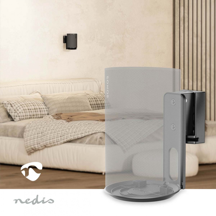 Nedis Speaker Mount | Kompatibel med: Sonos® Era100 | Væg | 3 kg | Swivel / Tilt | Vipbar | Kan drejes | ABS / Metal | Sort