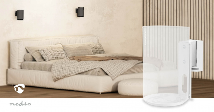 Nedis Speaker Mount | Kompatibel med: Sonos® Era100 | Væg | 3 kg | Swivel / Tilt | Vipbar | Kan drejes | ABS / Metal | Hvid