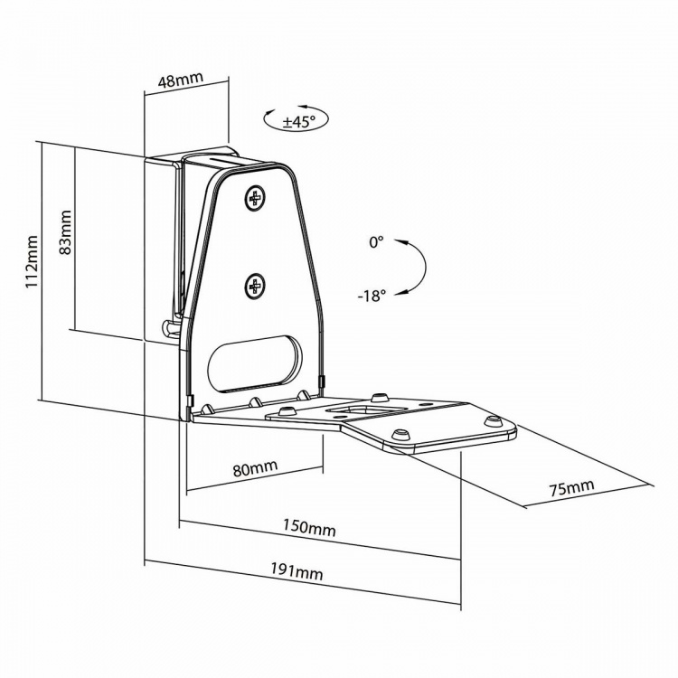 Nedis Speaker Mount | Kompatibel med: Sonos® Era300 | Væg | 5 kg | Swivel / Tilt | Vipbar | Kan drejes | ABS / Metal | Hvid