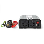 Nedis Power Inverter Modificeret sinus | Indgangsspænding: 12 V DC | Enhedens strømudgangsforbindelse: Type F (CEE 7/3) / USB-A | 230 V AC 50 Hz | 1000 W | Peak-effekt: 2000 W | Skrueterminal | Sølv