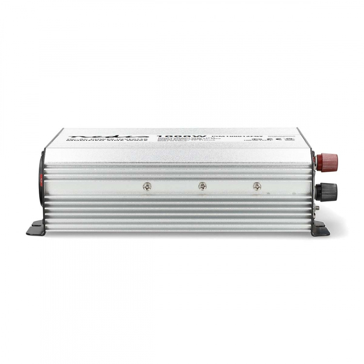 Nedis Power Inverter Modificeret sinus | Indgangsspænding: 12 V DC | Enhedens strømudgangsforbindelse: Type F (CEE 7/3) / USB-A | 230 V AC 50 Hz | 1000 W | Peak-effekt: 2000 W | Skrueterminal | Sølv