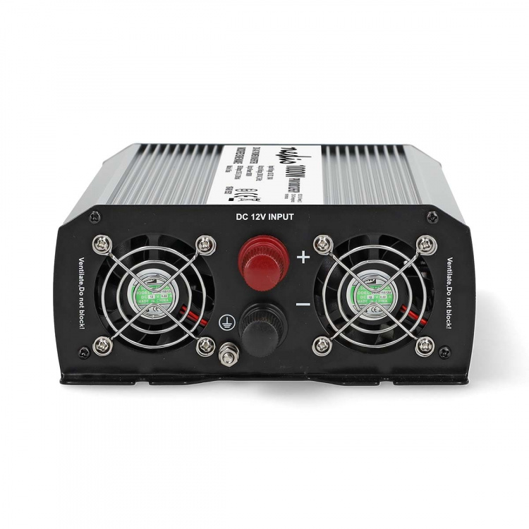 Nedis Power Inverter Modificeret sinus | Indgangsspænding: 12 V DC | Enhedens strømudgangsforbindelse: Type F (CEE 7/3) / USB-A | 230 V AC 50 Hz | 1000 W | Peak-effekt: 2000 W | Skrueterminal | Sølv