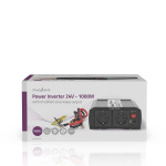 Nedis Power Inverter Modificeret sinus | Indgangsspænding: 24 V DC | Enhedens strømudgangsforbindelse: Type F (CEE 7/3) / USB-A | 230 V AC 50 Hz | 1000 W | Peak-effekt: 2000 W | Skrueterminal | Sølv
