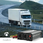 Nedis Power Inverter Modificeret sinus | Indgangsspænding: 24 V DC | Enhedens strømudgangsforbindelse: Type F (CEE 7/3) / USB-A | 230 V AC 50 Hz | 1000 W | Peak-effekt: 2000 W | Skrueterminal | Sølv
