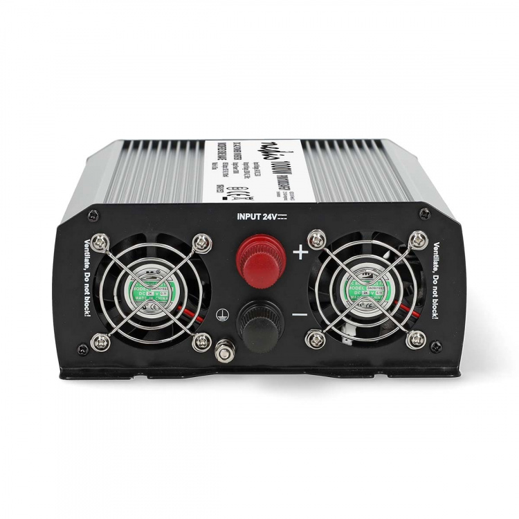 Nedis Power Inverter Modificeret sinus | Indgangsspænding: 24 V DC | Enhedens strømudgangsforbindelse: Type F (CEE 7/3) / USB-A | 230 V AC 50 Hz | 1000 W | Peak-effekt: 2000 W | Skrueterminal | Sølv