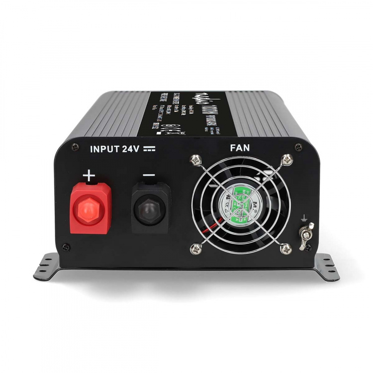 Nedis Vekselretter med Ren Sinusbølge | Indgangsspænding: 24 V DC | Enhedens strømudgangsforbindelse: Type F (CEE 7/3) / USB-A / 1x USB-C™ | 230 V AC 50 Hz | 1000 W | Peak-effekt: 2000 W | Skrueterminal | Ren Sinuskurve | Sikring | Sort