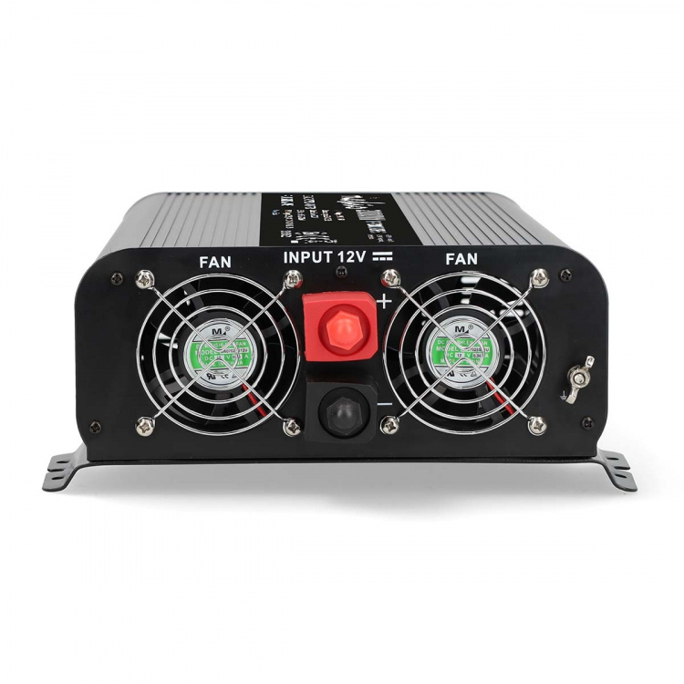 Nedis Vekselretter med Ren Sinusbølge | Indgangsspænding: 12 V DC | Enhedens strømudgangsforbindelse: Type F (CEE 7/3) / USB-A / 1x USB-C™ | 230 V AC 50 Hz | 2000 W | Peak-effekt: 4000 W | Skrueterminal | Ren Sinuskurve | Sikring | Sort