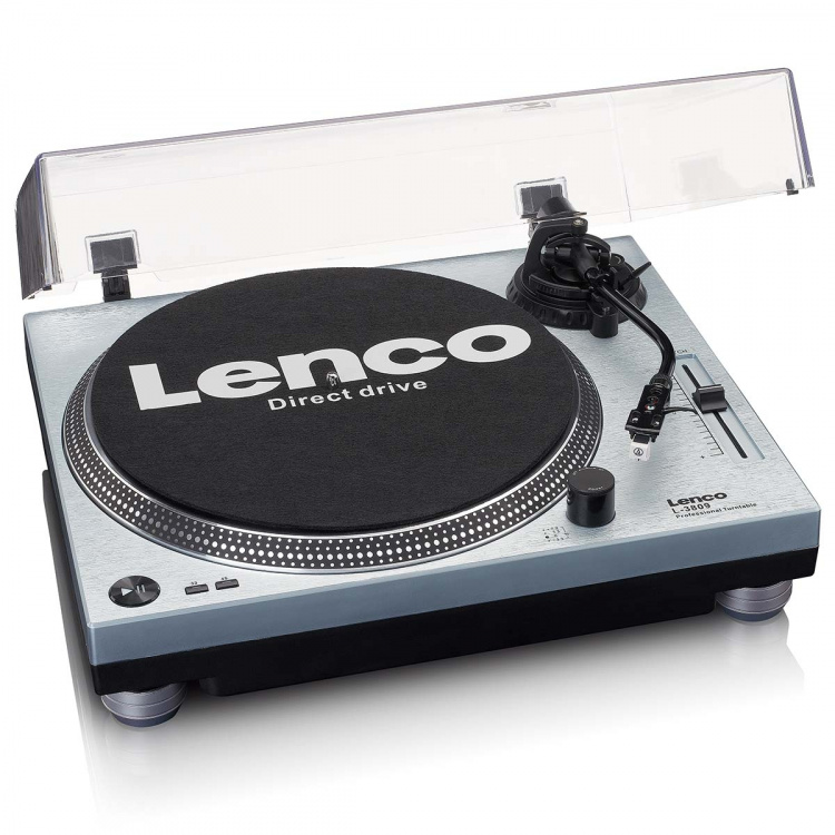 Lenco L-3809ME Direkte drev pladespiller med USB / PC-kodning Metallisk blå