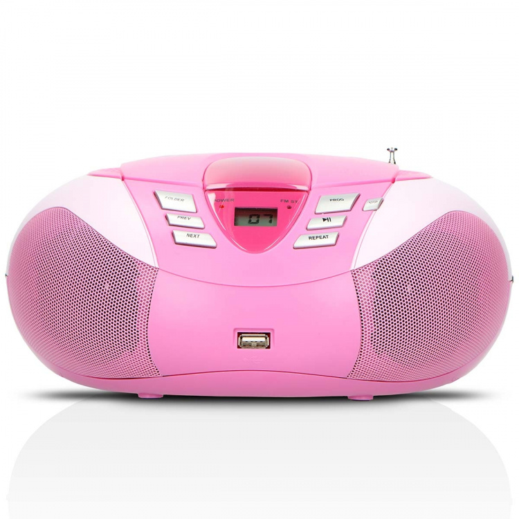 Lenco Bærbar FM-radio CD- og USB-afspiller Pink