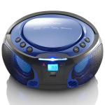 Lenco Bærbar FM-radio CD/MP3/USB/Bluetooth®-afspiller med LED-belysning Blå