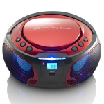 Lenco Bærbar FM-radio CD / MP3 / USB / Bluetooth-afspiller® med LED-belysning rød