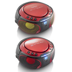 Lenco Bærbar FM-radio CD / MP3 / USB / Bluetooth-afspiller® med LED-belysning rød