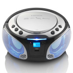 Lenco Bærbar FM-radio CD / MP3 / USB / Bluetooth-afspiller® med LED-belysning Sølv