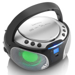 Lenco Bærbar FM-radio CD / MP3 / USB / Bluetooth-afspiller® med LED-belysning Sølv