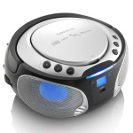 Lenco Bærbar FM-radio CD / MP3 / USB / Bluetooth-afspiller® med LED-belysning Sølv
