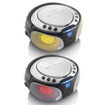 Lenco Bærbar FM-radio CD / MP3 / USB / Bluetooth-afspiller® med LED-belysning Sølv