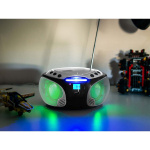 Lenco Bærbar FM-radio CD / MP3 / USB / Bluetooth-afspiller® med LED-belysning Sølv