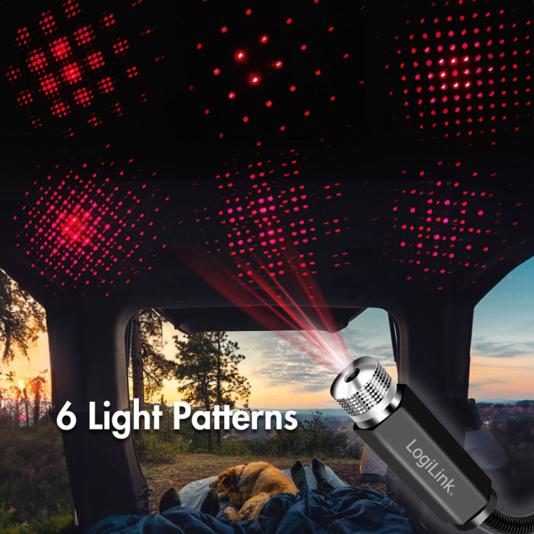 LogiLink LED Starlight 6st ljusmönster USB-A