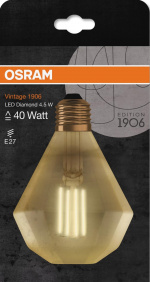 LEDVANCE LED 1906 Vintage diamond 40W/825 filament gold E27