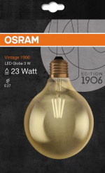 LEDVANCE LED 1906 Vintage Gold, 2,8W/21W, E27 Glob