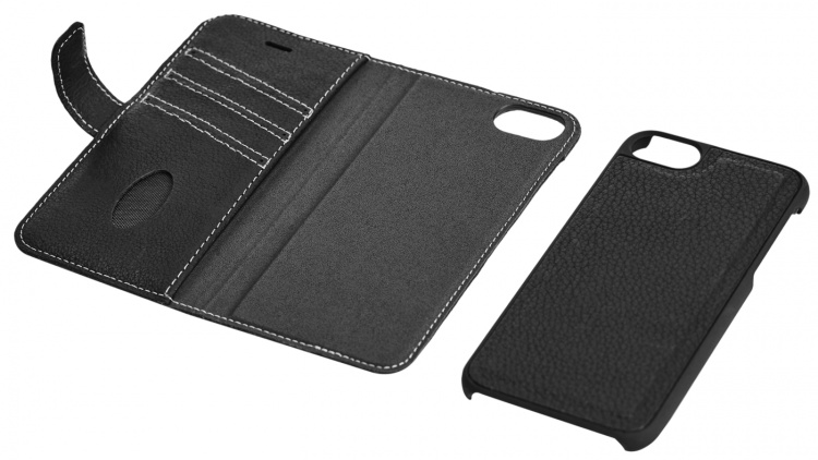 Essentials iPhone 6/7/8/SE (2020/2022) Leather wall,deta, Blk